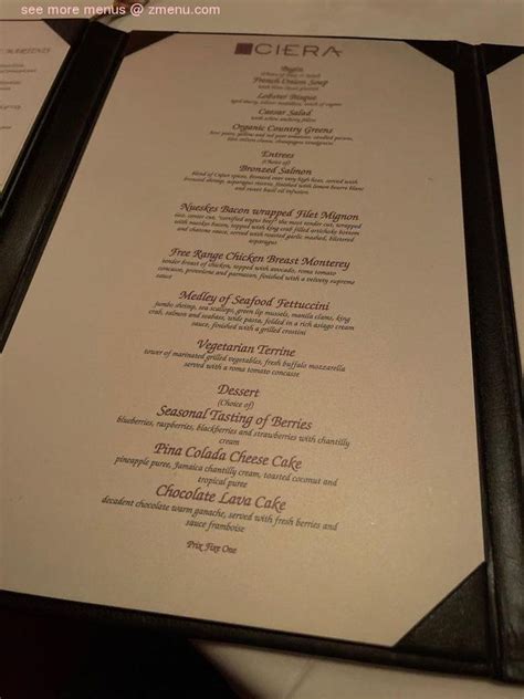 Ciera steak and chophouse menu  Stateline